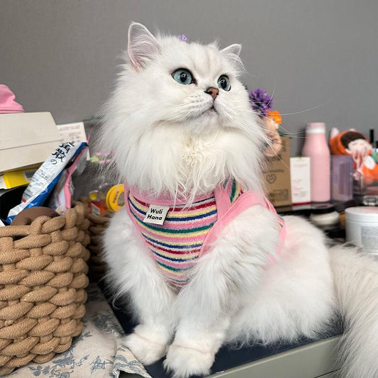 Pet Embroidered Colorful Striped Vest