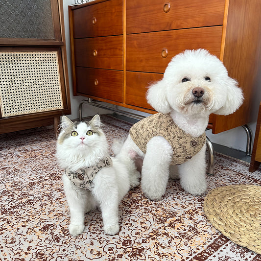 Pet Corduroy Floral Reversible Vest Jacket