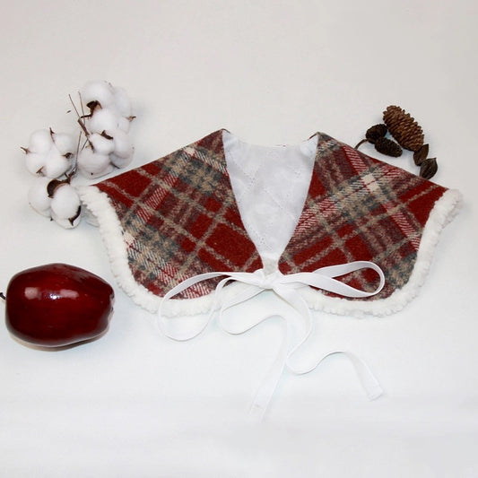 Pet Red Plaid Double-Layered Fleece Lined Outfit and Cape