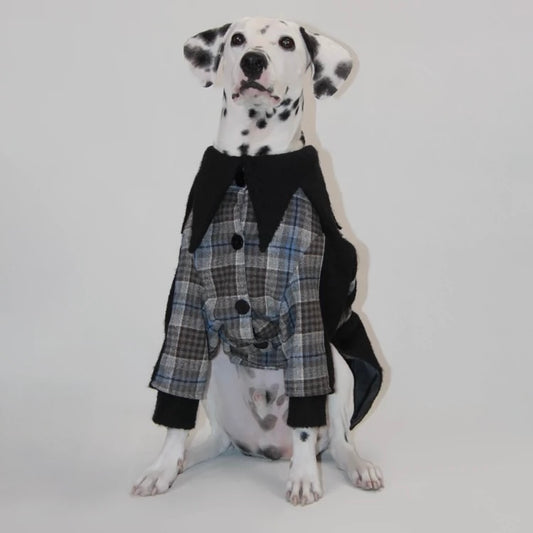 Pet Woolen Plaid Warm Coat