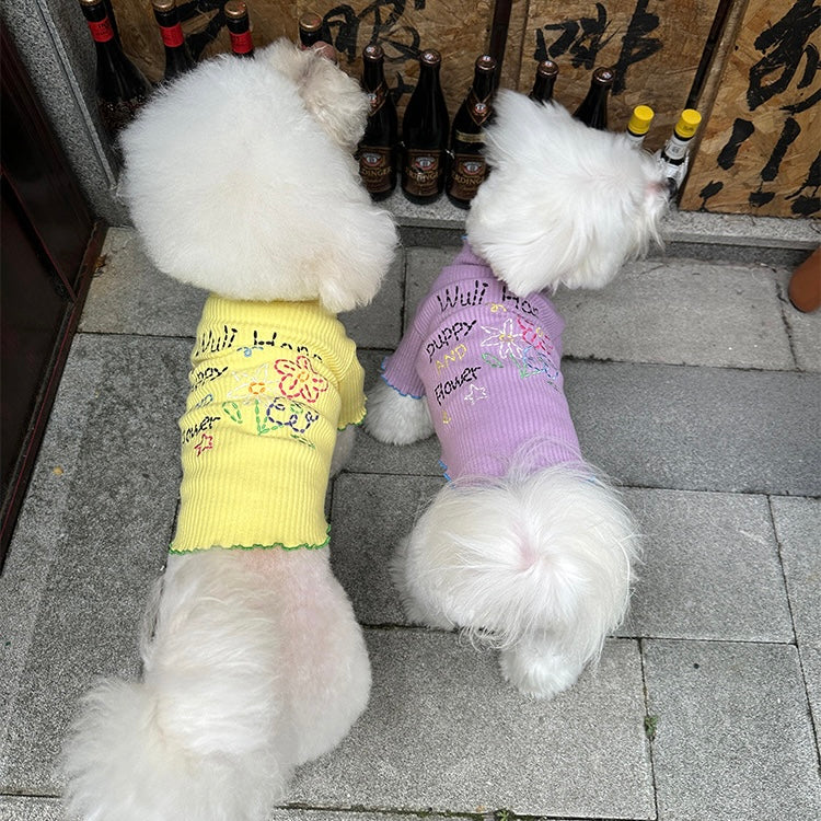 Pet embroidered knit base shirt