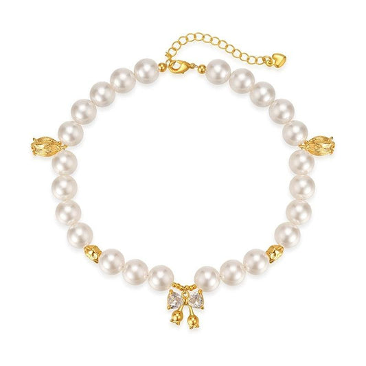 Bowknot-Pet Pearl Necklace Collar - WizzPaw