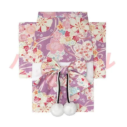 Japanese-Style Pet Kimono - Floral Drum-purple - WizzPaw