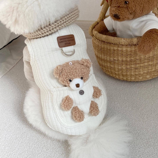 Pet Pocket Bear Quilted Cotton Vest - WizzPaw