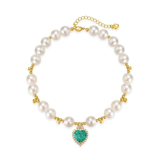 Sissi's Heart-Pet Pearl Necklace Collar - WizzPaw