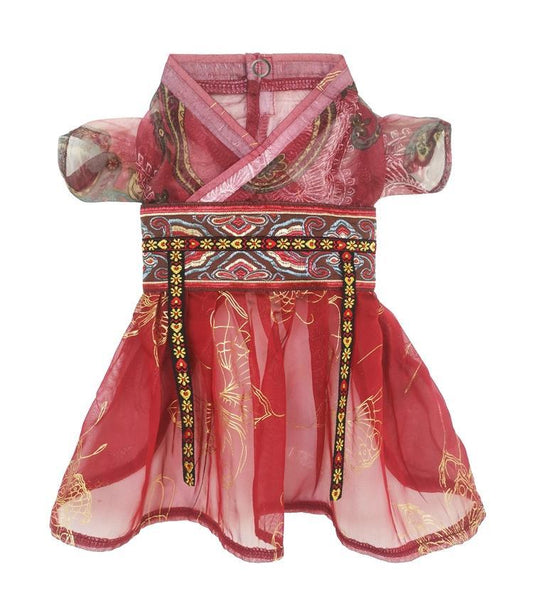 Traditional Chinese Style Pet Hanfu Dress - Peach - WizzPaw