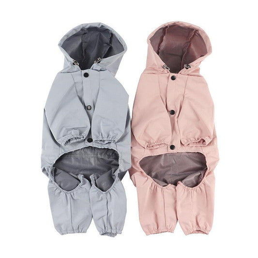 Waterproof Hooded Four-Legged Dog Raincoat with Reflective Details - WizzPaw